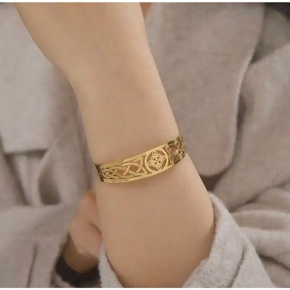 Women's Witch Knot Bracelet Stainless Steel Adjustable Open Cuff Bracelet Celtic - Picture 6 of 6